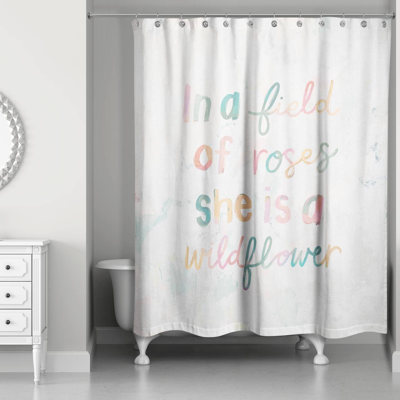 In a Field of Roses Colorful 71" x 74" Shower Curtain